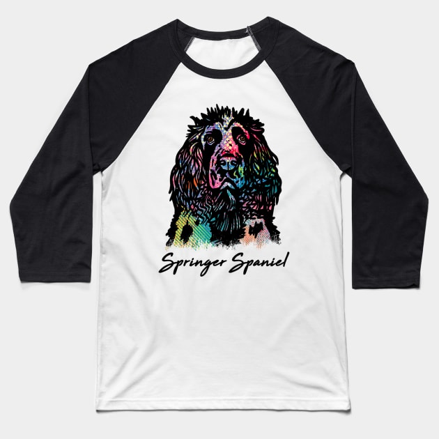 Springer Spaniel Dog - Tie Dye Color Baseball T-Shirt by Pam069